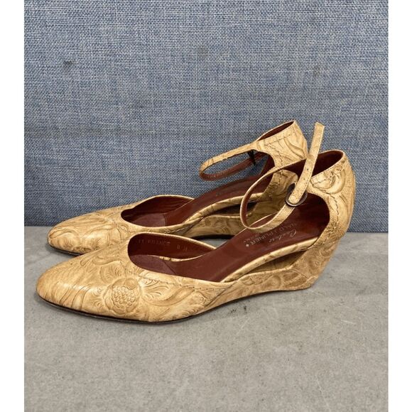 Donald J Pliner Womens Brown Buckle Ankle Strap Wedge Pump Heels Size 8M - Picture 3 of 16